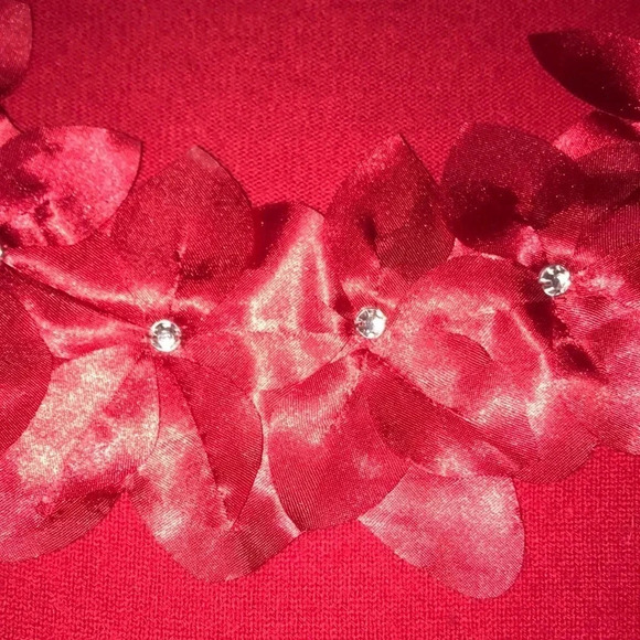 𝅺MERCER Street Studio long sleeve floral embellished soft red sweater size XL - Picture 3 of 8